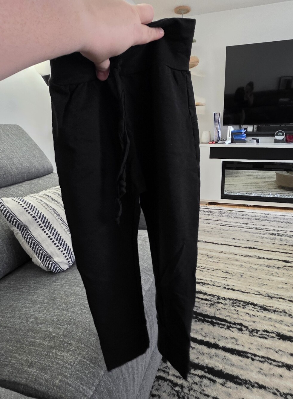 Kids Black Drawstring Jogger Sweatpants Terry French
